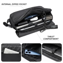 MOYYI Urban Business Flip Laptop Messenger Bag for Men Waterproof Traveling Sling Crossbody Bag Thin Shoulder School Book Bag