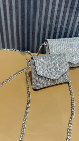 JIOMAY New Rhinestone Bag for Women Shiny Mini Silver Clutch Bag Girls Chain Crossbody Bag Wholesals Items For Small Business