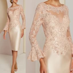 Classic Champagne Long Sleeve Mother of the Bride Dresses Lace Customized Wedding Guest Gowns Mother Dresses Knee Length