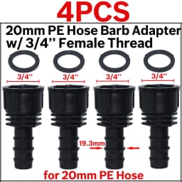 KESLA 4PCS 1/2" 3/4" Threaded 16 20 25MM PE Hose Barb Tee Connector Adapter Tubing Joints Garden Drip Irrigation Coupling Repair