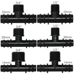 KESLA 4PCS 1/2" 3/4" Threaded 16 20 25MM PE Hose Barb Tee Connector Adapter Tubing Joints Garden Drip Irrigation Coupling Repair
