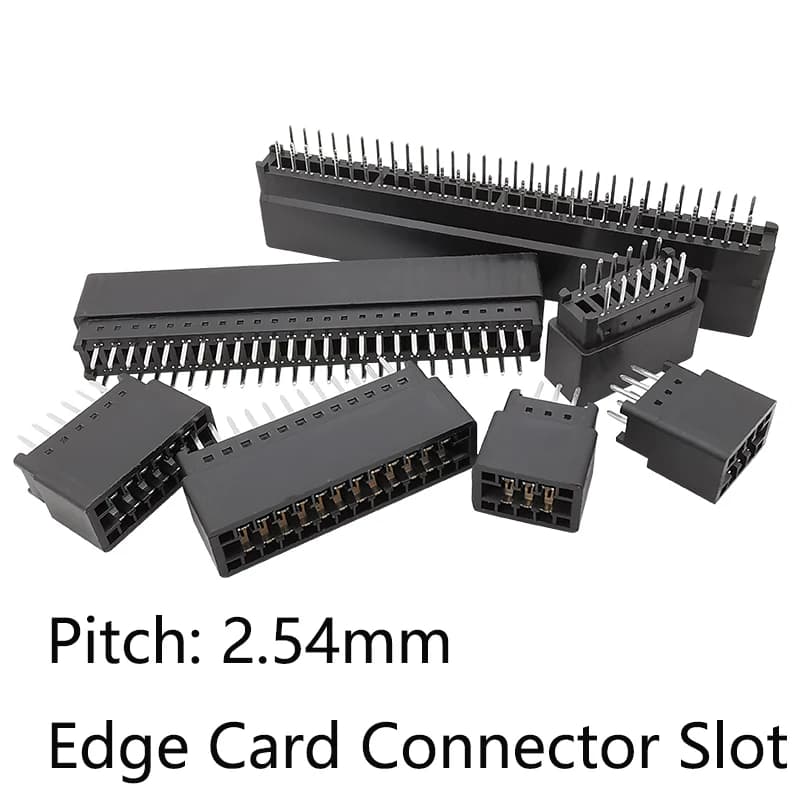 1/2/5Pcs 2.54mm Pitch 6P 8P 10P 12P 16P 20P 26P 30P 36P 40P-98 Pin Edge Card Connector Slot PCB Gold Finger Socket Through Holes