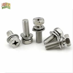 5/50pc M3 M4 M5 M6 M8 Stainless Steel Cross Phillips External Hex Hexagon Head SEM Screw Flat Washer Spring Gasket Assemble Bolt