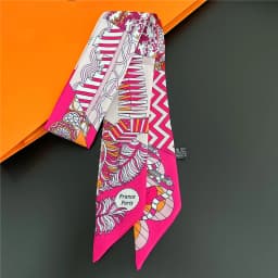 Fashion Women Hair Scarf 2024 New Brand Design Luxury Silk Scarf Fashion Print Headband Skinny Bag Scarves Neckerchief