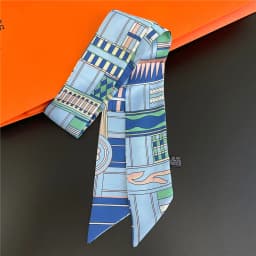 Fashion Women Hair Scarf 2024 New Brand Design Luxury Silk Scarf Fashion Print Headband Skinny Bag Scarves Neckerchief