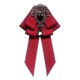Mab Fashion Red Ribbon Bow Brooch Rhinestone Crystal Fabric Cloth Art Luxury Wedding Dress Pins And Brooches Gift For Women