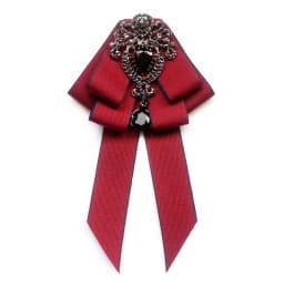 Mab Fashion Red Ribbon Bow Brooch Rhinestone Crystal Fabric Cloth Art Luxury Wedding Dress Pins And Brooches Gift For Women