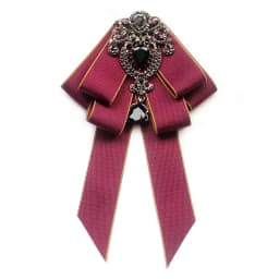 Mab Fashion Red Ribbon Bow Brooch Rhinestone Crystal Fabric Cloth Art Luxury Wedding Dress Pins And Brooches Gift For Women