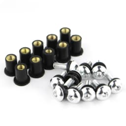 10pcs/Set Kit Motorcycle M5 15mm Metric Rubber Well Nuts Windscreen Fairing Cowl Anodized Aluminum Moto Screws Bolts