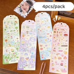 MINKYS New Arrival 3pcs 6pcs Kawaii Bear Ribbon Laser Bling Stickers DIY Scrapbook Stickers Confetti Decoration DIY Photo Frame