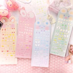 MINKYS New Arrival 3pcs 6pcs Kawaii Bear Ribbon Laser Bling Stickers DIY Scrapbook Stickers Confetti Decoration DIY Photo Frame