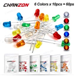 Diffused 3mm Led Diode Kit White Red Green Blue Yellow Orange 2V 3V 3 mm F3 Bulb Light Emitting Assortment Set Diy PCB Arduino