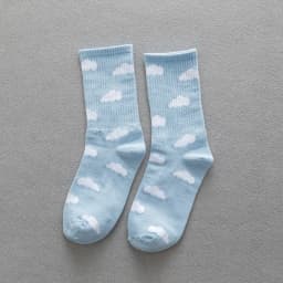 Socks Female Sky Blue Small Fresh White Cloud Student Sports Tide Socks Female Couple Hip-hop Skateboard Socks