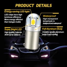 Ruiandsion BA9S LED Bulb T4W 233 Wedge W5W 12V Super Bright Car Motorcycle Instrument Dashboard Indicator Light Reading Lamp