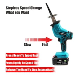 Cordless Reciprocating Saw 18V Adjustable Speed Chainsaw Wood Metal PVC Pipe Cutting Reciprocating Saw Power Tool By WOYOFADA