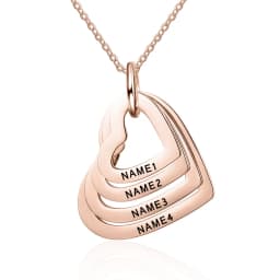 Personalized Water Drop Necklace Stainless Steel Custom Family Names 4 Layered Heart Charms Waterdrop Pendants Gift for Women