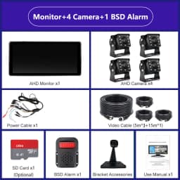 10.36 "4 Channel Recorder Smart Blind Spot Radar BSD Alarm Car DVR Monitor with 4 PCS AHD 1080P Camera For Truck Bus