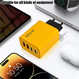 120W Fast Charging 4 Ports Mobile Phone Charger QC3.0 USB Type C Chargers Dual PD USB Wall Adapter EU/US Plug for iPhone Samsung