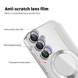 Luxury Flip Leather Card Clip Magnetic Phone Case for Samsung S26 S25 Edge S24 S23 Ultra S22 Plus A55 A35 Clear Wallet Cover