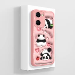 Case For Vivo Y03 4G Fun Panda Full Coverage Bumper Soft Liquid Silicone Funda For Vivo Y 03 Model V2332 Phone Back Covers Coque