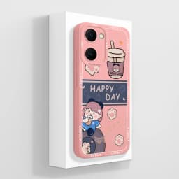 Case For Vivo Y03 4G Fun Panda Full Coverage Bumper Soft Liquid Silicone Funda For Vivo Y 03 Model V2332 Phone Back Covers Coque