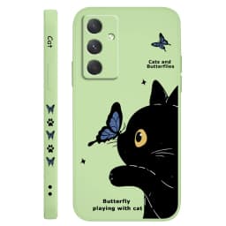 Cat Butterfly Phone Case For Samsung A56 A55 A36 A35 A26 A25 A15 A17 A16 A07 A06 A05 A05S A54 A34 A24 A14 A04 A04S A04E 5G Cover