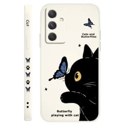 Cat Butterfly Phone Case For Samsung A56 A55 A36 A35 A26 A25 A15 A17 A16 A07 A06 A05 A05S A54 A34 A24 A14 A04 A04S A04E 5G Cover