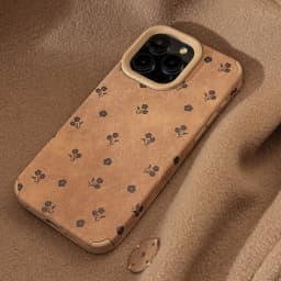 Retro flowers Suede leather art Phone Case For iPhone 17 16 15 14 13 12 11 Pro Max 17 air Case Cute Luxury Cartoon leather Cover
