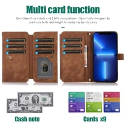 Zipper Wallet Flip Leather Cover For Samsung Galaxy S26 S25 S24 S23 Ultra S22 S21 FE S20 Plus Note20 5G Multi Card Case Coque