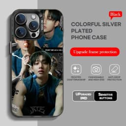 Korean singer B-bang-chanS Phone Case black IMD Colorful Silver Suitable soft case for iPhone 16 15 14 13 12 11 XS Pro Max
