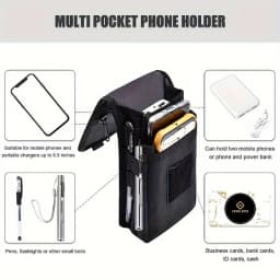 6.5 Inch Multi-Functional Mobile Phone Bag Oxford Fabric Pocket Cell Phone Belt Pouch Case Men's Outdoor Bag for Iphone 16 15
