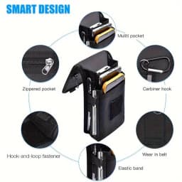 6.5 Inch Multi-Functional Mobile Phone Bag Oxford Fabric Pocket Cell Phone Belt Pouch Case Men's Outdoor Bag for Iphone 16 15