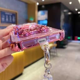 Pearl Strap Lanyard Glitter Strap Bear Phone Holder Case On For iPhone 8 Plus 7 6 6s Plus Se 2020 7plus 8plus Anti-knock Cover