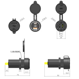 100W PD QC3.0 Dual USB Car Charger Socket (Type C & Type A)12V/24V Fast Charging for iPhone Samsung Xiaomi Huawei Car Truck Boat