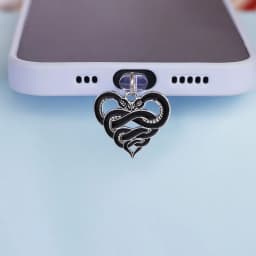 Mobile Phone Dust Plug Pendant Accessories Decoration Heart-shaped Double Snake Love Skull Cross For Iphone Type-c Port