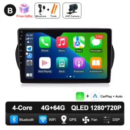 Android 16 For Fiat Fiorino Qubo Citroen Nemo Peugeot Bipper 2008 - 2017 Carplay Auto QLED Screen 4G Car Radio Multimedia Player