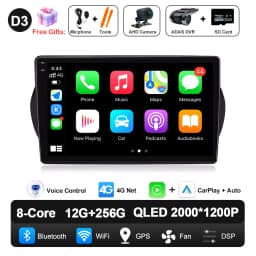 Android 16 For Fiat Fiorino Qubo Citroen Nemo Peugeot Bipper 2008 - 2017 Carplay Auto QLED Screen 4G Car Radio Multimedia Player