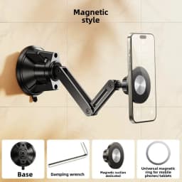 Universal Angle Adjustment Vacuum Suction Metal Cantilever Magnetic Stand for All Phones/Tablets Desktop & Wall-Mounted Use
