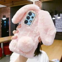 Soft Plush Phone Case for Samsung Galaxy S24 S23 S22 Ultra S21 S20 Fe S10 S9 S8 Note 20 Furry Rabbit Bunny Warm Furd Hair Cover