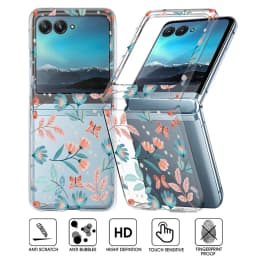 Flowers Pattern Transparent Folding Case For Motorola Razr 70 60 40 50 Ultra Razr70 Razr60 Razr50 Shockproof Hard PC Phone Cover