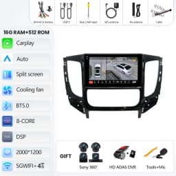 Android 16 Carplay Car Radio For Mitsubishi Pajero Sport 3 L200 5 Triton 3 2015-2019 Multimedia Video Player GPS Stereo 2Din DVD