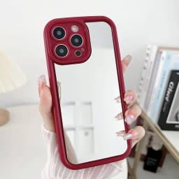 Simple Solid Color Case Compatible for IPhone 16 11 13 15 14 12 Pro Max XR X XS Max 16 8 15 7 Plus SE 2020 Make Up Mirror Cover