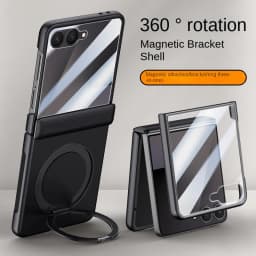 For Samsung Galaxy Z Flip 7 Rotating Skin Magnetic Lens Full Protection Tempered Glass Film Magnetic Drop Resistant Phone Case