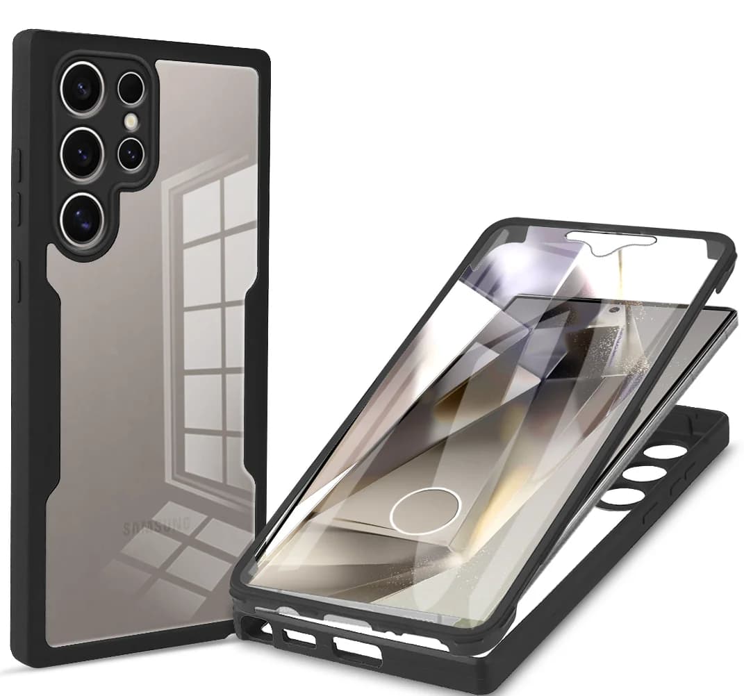 360 Double Sided Full Protection Cases For Samsung Galaxy S25 Edge S24 Ultra S23FE S22 Plus Clear Cover with Screen Protector