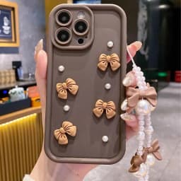 S 23 24 22 21 20 Cute 3D Bowknot Pearl Matte Case For Samsung Galaxy S24 S23 S22 S21 S20 FE Plus Ultra 5g Women Silicone Cover