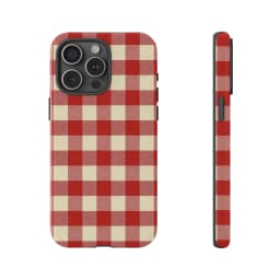 Retro Red Gingham Matte Tough Phone Case For Iphone 17 16 15 14 13 12 11 Pro Max 13Mini 12Mini XSMAX XR X 7 8 Plus