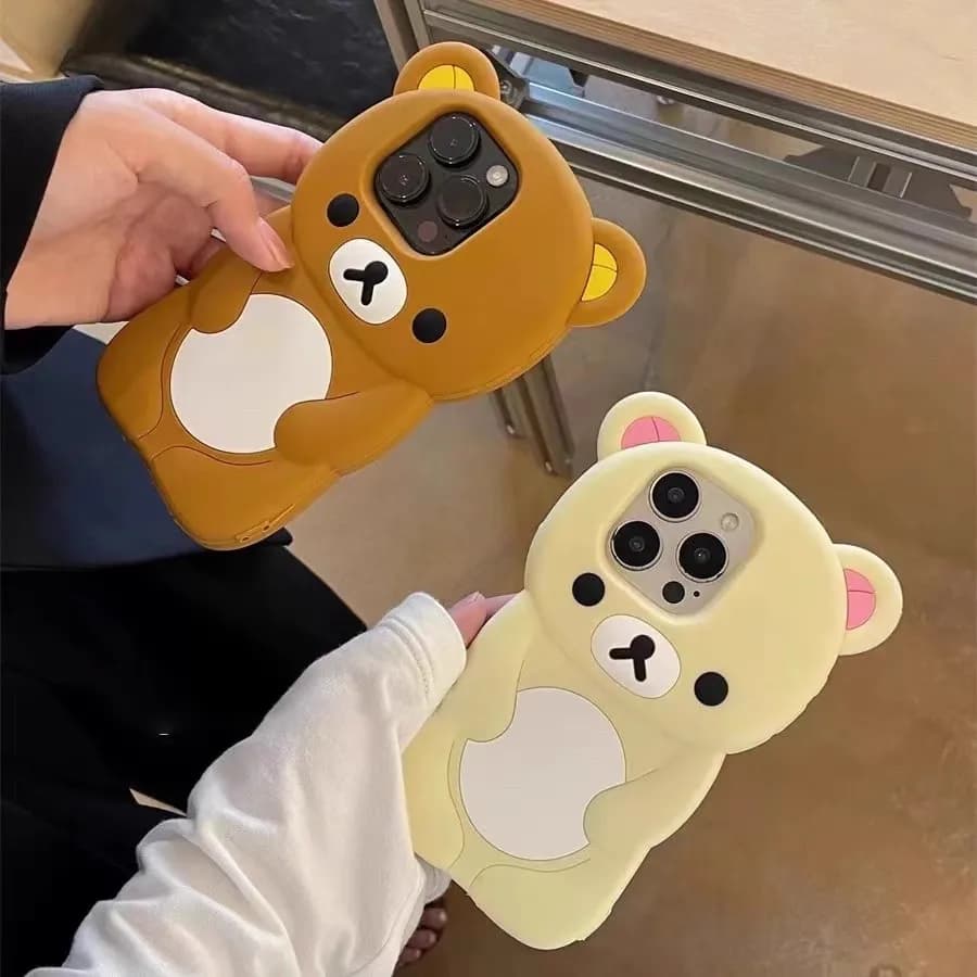 For iPhone 18 17 16 15 14 13 12 11 Pro Plus mini Max Xs XR 6 7 8 SE Silicone Rilakkuma Bear Soft Cover Case