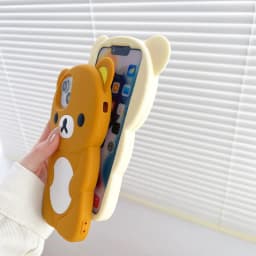 For iPhone 18 17 16 15 14 13 12 11 Pro Plus mini Max Xs XR 6 7 8 SE Silicone Rilakkuma Bear Soft Cover Case