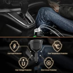 66W 4 Ports Car Charger Fast Charging USB Type C Car Phone Charger For iPhone Xiaomi Samsung Car Cigarette Lighter Power Adapter
