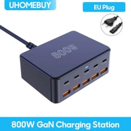 UHOMEBUY 800W GaN Desktop Charger 10-port USB Type C PD 100W Charger Quick Charge 3.0 Fast Charger Mobile USB Charger